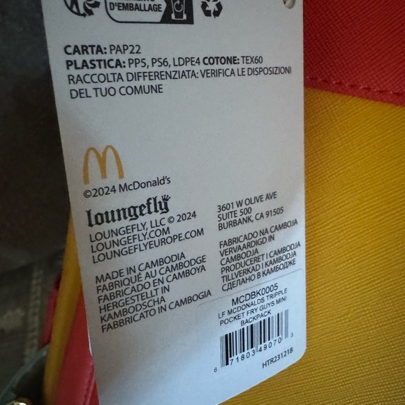 McDonald's Vintage Fry Kids Triple Pocket Mini Backpack NWT - Picture 5 of 6